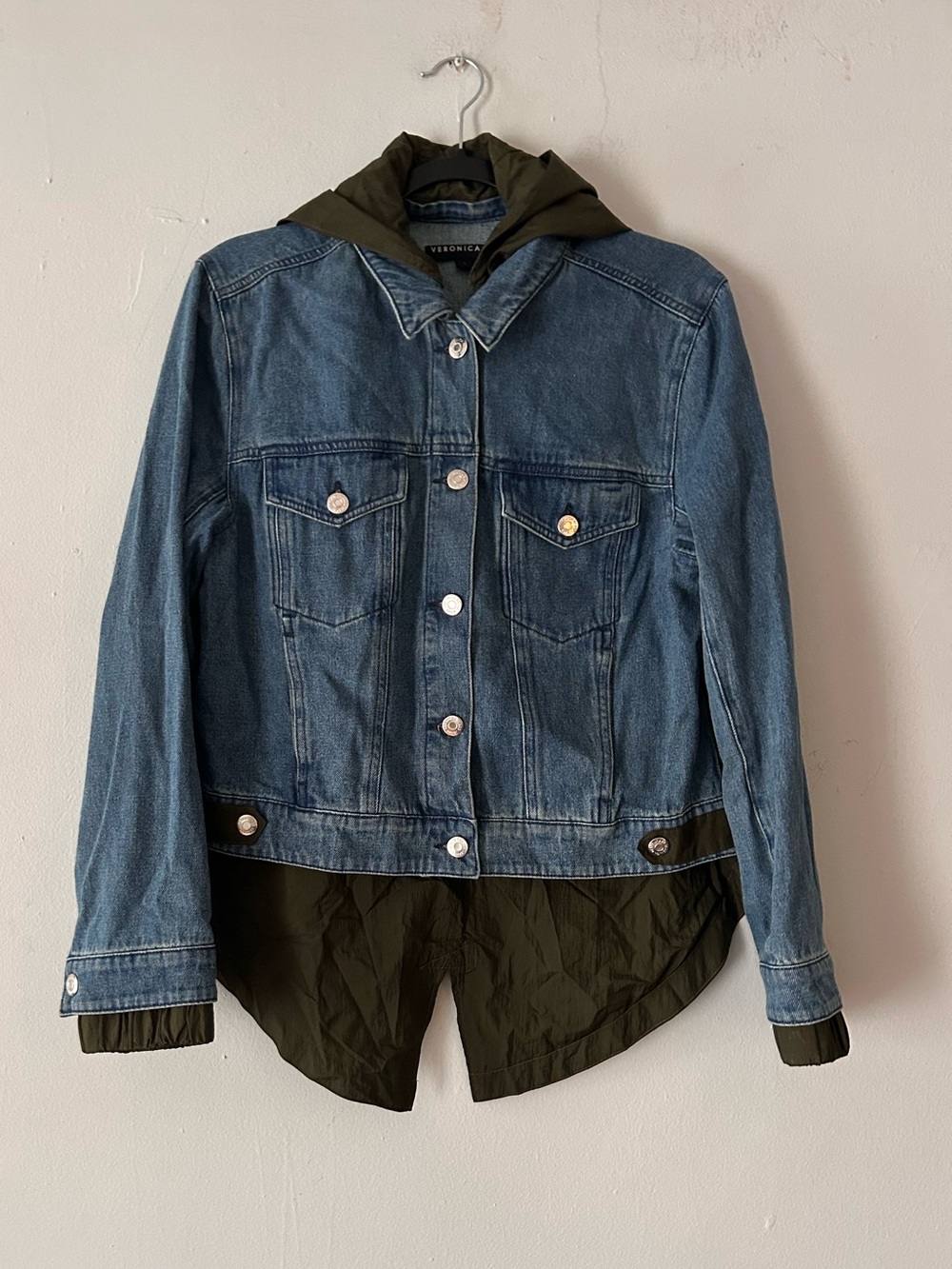 Veronica Beard Waterfall Shani Hooded Denim Jacket Size Large